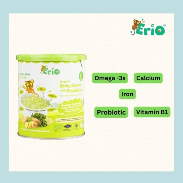 (Combo Pack Of 6) Erio Organic Baby Cereal With Probiotic – Ancient Grains (200g x 6)