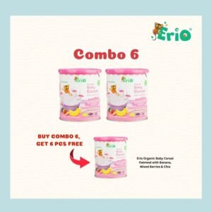 Erio Organic Baby Cereal Oatmeal with Banana Mixed Berry & Chia (200g x 6)
