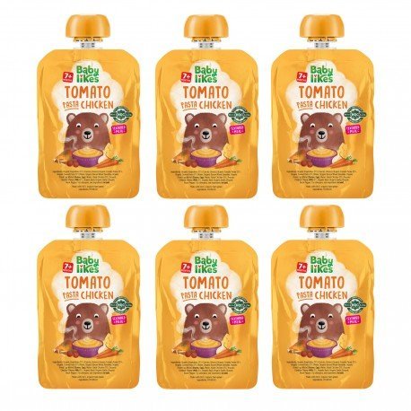 Baby Likes Tomato Pasta Chicken 6 pouches x 130 grams - Halal Chicken with 100% Organic Fruit and Vegetables for 7+ months
