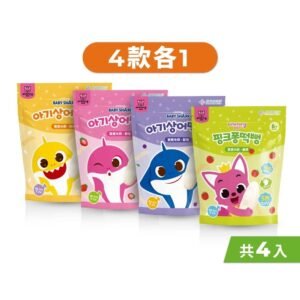 Pinkfox Baby Shark Rice Crackers (Original Flavor+Apple+Blueberry+Strawberry) 30g/Pack 100% Pure